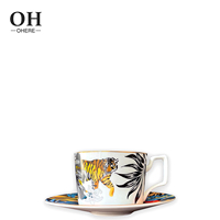 Ohere-Assiette en céramique imprimée léopard, assiette en porcelaine dorée, ensemble pour le dîner, vaisselle de mariage