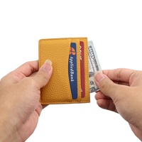 Porte-cartes en cuir pu, vente en gros d'usine, mini portefeuille porte-cartes à motif litchi