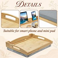 Plateau repas en bambou pour lit, plateau de service portable avec coussin amovible et poignées, idéal pour petit-déjeuner sur canapé ou fauteuil