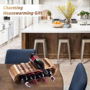 เคาน์เตอร์ไม้อะคาเซียแบบพกพาที่วางไวน์ชั้นวางไวน์แบบตั้งโชว์ขวดเหล้า8ขวดสำหรับตกแต่งบ้าน - Product Image 5