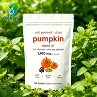 Capsules d'huile de graines de citrouille en marque blanche OEM, 180 gélules, favorise la croissance des cheveux, la santé de la vessie urinaire, soutient le système immunitaire