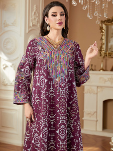 Nouvelles Abayas brodées de Dubaï pour femmes, robe de soirée maxi musulmane, kaftan turc, djellaba, robe islamique, jalabiya - Product Image 6