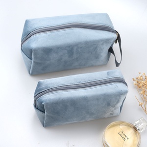 Custom Logo Printing Velvet Zipper <b>Makeup</b> Case Luxury Travel Cosmetic Brush Packing Portable <b>Makeup</b> <b>Storage</b> Bag - Product Image 3