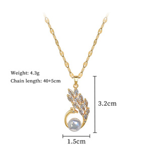 แฟชั่นหรูหราเบาๆ สไตล์เมอร์เมด จี แพคคอว์ สร้อยคอประดับเพชรเม็ดเล็ก เครื่องประดับสำหรับผู้หญิง - Product Image 4