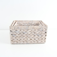 Paniers de rangement tressés avec poignée, boîtes décoratives, paniers en osier, paniers en jacinthe d'eau pour le rangement