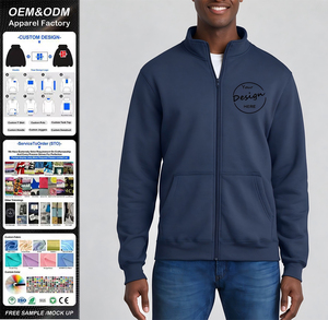 Sweat-shirt à fermeture éclair en molleton de coton, coupe décontractée, design brodé personnalisé, sans capuche, vente en gros - Product Image 1