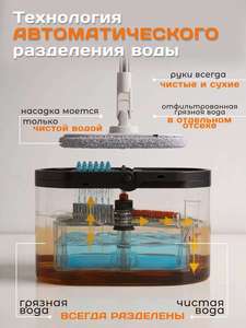 Serpillère rotative à 360 degrés avec système d'essorage et serpillère pliable, tampon en microfibre, conçue pour le marché russe. - Product Image 2