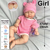 Boneka Reborn Perempuan 19" Desain Mulut Terbuka, Kulit Sudah Dicat, Realistis, Lembut, dan Fleksibel