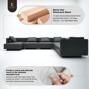 Tối giản sang trọng trong nhà sofa cắt hiện đại cao cấp 6 chỗ ngồi góc <span class=keywords><strong>l</strong></span>ớn đi văng <span class=keywords><strong>L</strong></span> hình dạng sợi nhỏ da Modular sofa bộ - Product Image 3