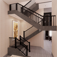 Rampe d'escalier moderne minimaliste en acier galvanisé et alliage d'aluminium, fixation au sol, résistante à la rouille, pour villa, hôtel, balcon