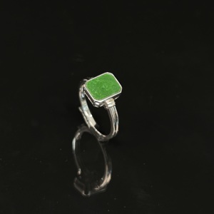 Anello in Giadeite Naturale Birmana Grado A, Anello Quadrato in Giadeite Verde per Uso Quotidiano Femminile, Regalo in Giadeite (con Certificato NGTC) - Product Image 3
