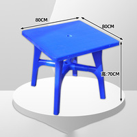 Table d'extérieur en plastique démontable pour le rangement, 80*80*70 cm, idéale pour l'adaptation sur les sites touristiques et les restaurants en plein air