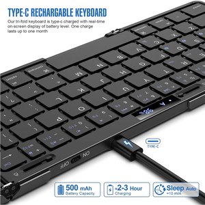 New Alloy Wireless Foldable <b>Keyboard</b> Touchpad Numeric Pad Battery Level Display USB Type-C Full Size Ergonomic Design for laptop - Product Image 4