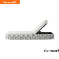 Chaise longue d'extérieur en aluminium résistant aux intempéries, enveloppée de polyester avec tissu intérieur-extérieur
