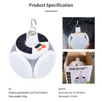 Lampe LED pliable compacte pour camping extérieur, éclairage solaire de jardin, marché nocturne, éclairage d'urgence, alimentée par batterie, idéale pour le football