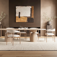FERLY Wabi Sabi Massivholz-Esstisch aus Eiche, oval, mit doppeltem Pilzförmigem Sockel, Großhandel für Hotel- und Apartmentprojekte