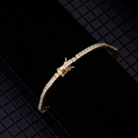 Bijoux de haute qualité en laiton blanc 2mm coupe 14K or zircon cubique Bracelet de tennis pour les femmes