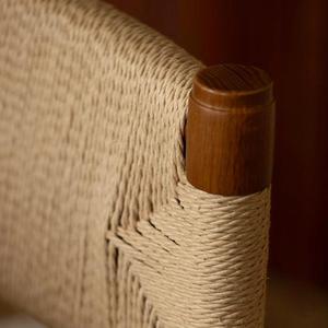 Chaise de salle à manger en bois massif style vintage, revêtement couleur noyer, pour salon, salle à manger, balcon - Product Image 3