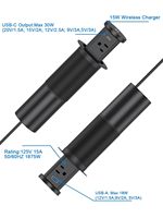 Endüstriyel Pnömatik Kaldırılabilir Priz, 4 Prizli, 2 USB-C 15W Kablosuz Şarjlı, IP22 Güvenlik Kapaklı, Mutfak ve Masa İçin