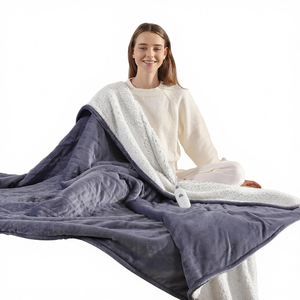 Manta <span class=keywords><strong>El</strong></span>éctrica Térmica de Tamaño Completo 72''x84'' Lavanda/Morado Franela Sherpa Doble Cara 5 Niveles de Calor Apagado Automático de 10 Horas - Product Image 1