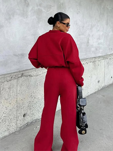Dames 2 Delige Sweatsuits Set Sweatshirt Wijde Pijpen Joggingbroek Loungewear Outfit - Product Image 4
