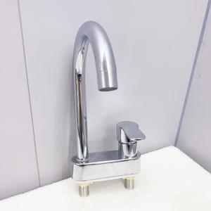 Grifo de lavabo monomando de acero inoxidable con doble orificio, montado en encimera, para agua fría y caliente, con válvula de bola. - Product Image 2