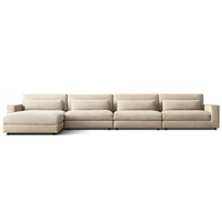 Trendiges Echtleder L-förmiges Sofa Holzrahmen Hotel Modulares Lugano Möbelstück Bürogebäude Wohnzimmer Couch