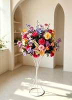 Boule de fleurs artificielles en soie, centre de table moderne de luxe, décoration de table de mariage, arrangement floral prêt à l'emploi