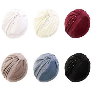 Wholesale Pre-<b>Tied</b> Women Knotted Turban Twist Headscarf with Glitter Accessories Polyester Outdoor Fashion Headwraps - Product Image 2