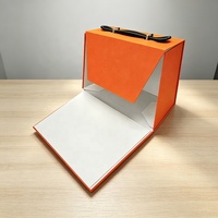 Boîte cadeau pliable avec poignée, boîte d'emballage cadeau de luxe orange pliable avec fermeture magnétique pour cadeaux