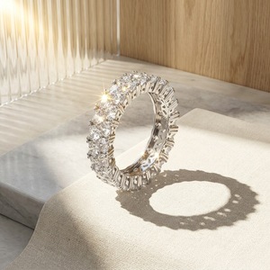 Anillo de plata de ley S925 hueco con moissanita de corte múltiple, bicolor, para boda, fiesta, regalo para mujer - Product Image 4