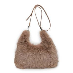 Sac fourre-tout et bandoulière imperméable en fausse fourrure de renard style coréen, mode automne-hiver, avec fermeture éclair et motif mignon - Product Image 1