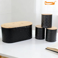 Accessoires de cuisine, boîte de rangement pour aliments, boîte à pain avec couvercle en bambou, boîte de rangement pour sucre, thé et café