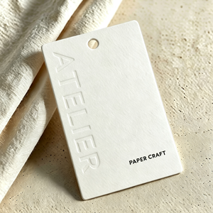 Etiquetas de <span class=keywords><strong>Precio</strong></span> para Ropa en Papel Kraft Blanco Texturizado en Relieve, Tarjetas para Prendas de Vestir, Etiqueta con Logotipo Personalizado para Marca de Ropa - Product Image 5