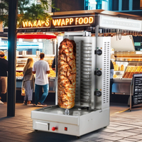 Grill à kebab rotatif électrique en acier inoxydable commercial à 3 brûleurs, machine à shawarma pour restaurant, nouveau thermostat réglable