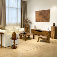 Table basse en bois personnalisable de style Wabi Sabi, tables d'appoint rondes pour salon, luxe