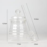 Pot distributeur de miel en verre 300ML 450ML avec cuillère à miel, pot de stockage et de service pour confiture, sirop, condiments, pour la cuisine et la table