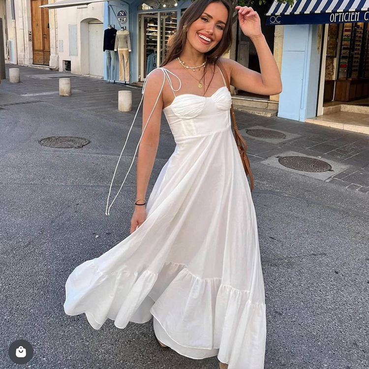 New Summer Sample Women Casual Dress White Fashion Strips Solid Color  Versatile Layered Decorative Sleeveless Dress| Alibaba.com