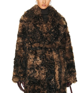 Vente en gros de longs manteaux en <span class=keywords><strong>laine</strong></span> mélangée à de la fourrure artificielle pour femmes <span class=keywords><strong>Trench</strong></span> Fashion d'automne-hiver chauds avec ceinture - Product Image 3