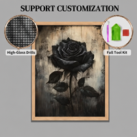 SONGWOOART Lukisan Berlian 5D Diy Mawar Hitam untuk Dewasa untuk Dekorasi Rumah Perlengkapan Lukisan Berlian Kustom