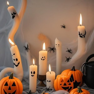 Bougies coniques de 10 pouces en forme de fantôme pour Halloween, bougies créatives pour décoration de fête à la main, centre de table pour la maison de vacances - Product Image 4