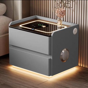 Gabinete de Almacenamiento Compacto y Ligero de Madera para Dormitorio Moderno, con Altavoz Bluetooth y Carga Inalámbrica Inteligente, 2 Cajones, Diseño Simple y Elegante - Product Image 2
