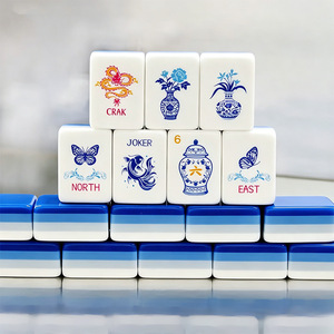 En Stock: Nuevo Set de Mahjong Americano Estético de 160 Piezas con Fichas de Acrílico de Lujo, Diseño Floral Costero Azul y Blanco Chinoiserie para Juego NMJL - Product Image 4