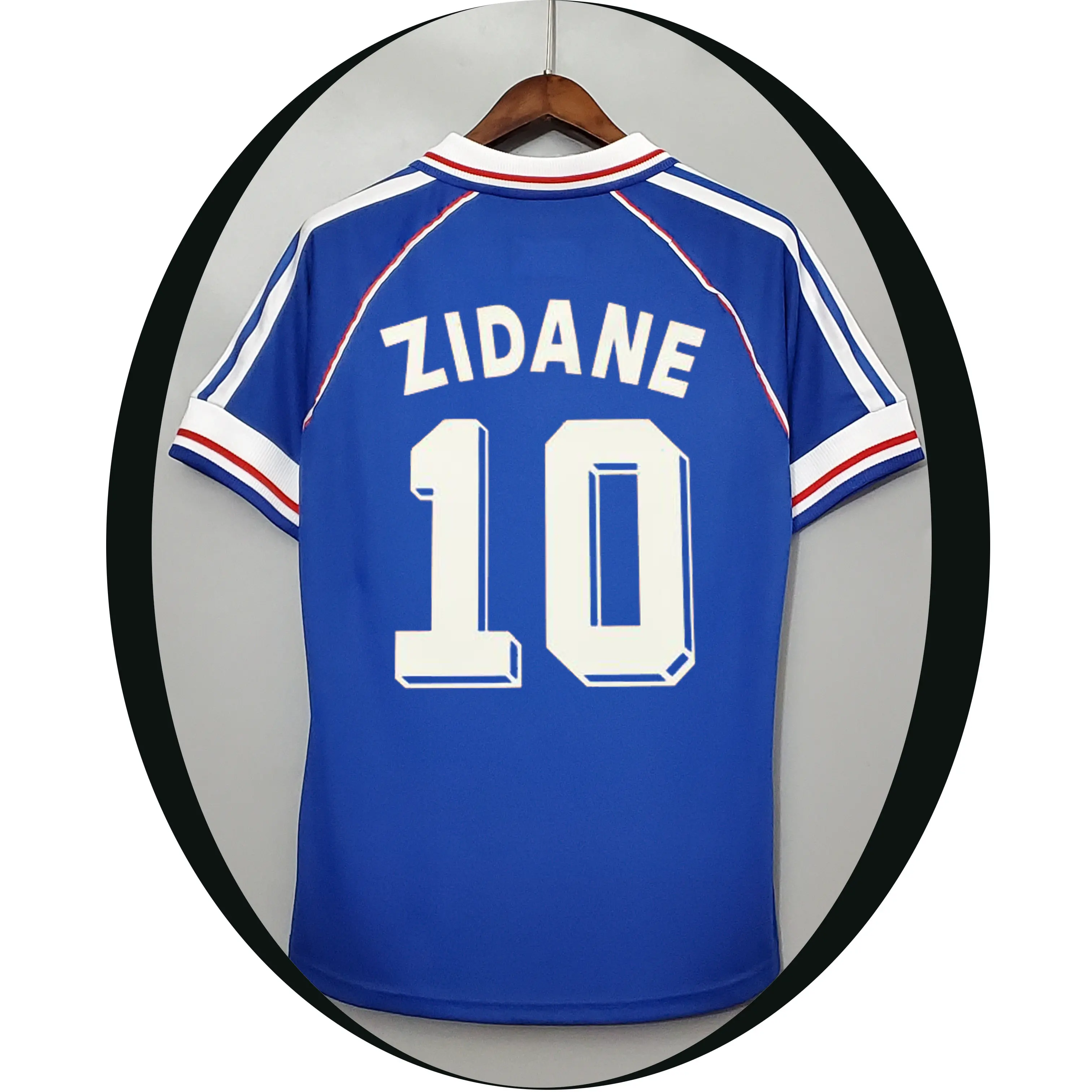 France 1998 équipe nationale de football porter rétro maillot de football fan version Zidane chemise maison maillot pied maillot thaïlande qualité