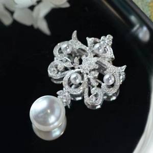 Broche de Perlas de Agua Dulce Redondas de 11-12 mm, Estilo Welfare, Retro, Noble, con Diseño de Flor, Joyería Chic, Belleza con Defectos - Product Image 2