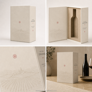 Caja Rectangular Alta para Licores, Superficie Mate Color Borgoña, Gráfico Personalizado de Viñas Doradas para Cognac Premium, Suministro al por Mayor - Product Image 5