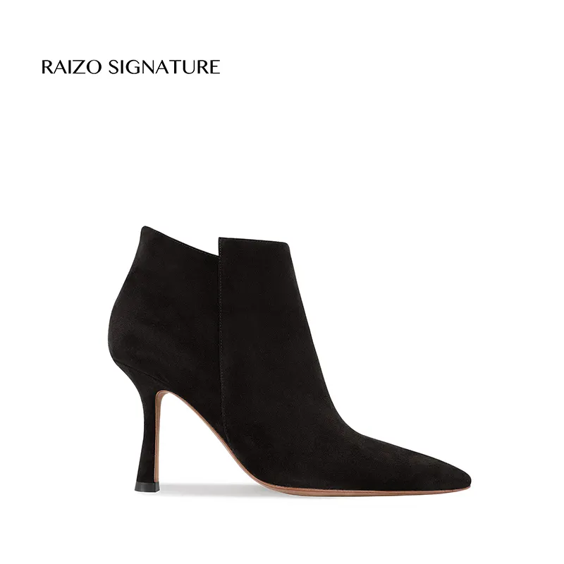 Raizo Private Custom Luxury Suede High Heels Ankle Boot 8CM Pointed Toe High Heels Boots For Women