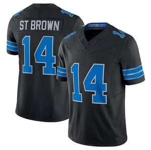 Jersey de Fútbol Americano Personalizado de los Detroit Lions Unisex # 97 Aidan Hutchinson # 14 Amon-Ra St Brown # 16 Jared Goff Azul Negro Blanco - Product Image 3