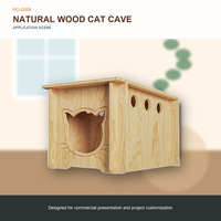Caja de Madera Natural Personalizada para Gatos con Orificios de Ventilación, Espacio de Descanso Cerrado para Gatitos en Interiores, Muebles para Mascotas