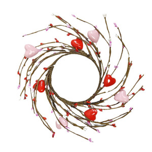 ハート型の装飾リース ドア 壁掛け バレンタインデー ギフト オーナメント 窓掛け 赤いハートリース - Product Image 5